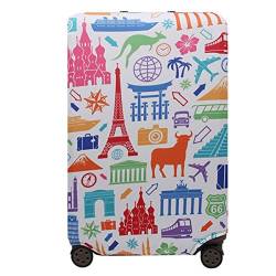 YianBestja Elastisch Reise Kofferschutzhülle Abdeckung Waschbar Kofferhülle Schutz Bezug Luggage Cover für 18-32 Zoll Koffer (Landmark, M (22-24 Zoll)) von YianBestja