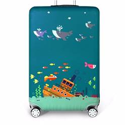 YianBestja Elastisch Reise Kofferschutzhülle Abdeckung Waschbar Kofferhülle Schutz Bezug Luggage Cover für 18-32 Zoll Koffer (Ozean, M (22-24 Zoll)) von YianBestja