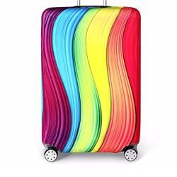 YianBestja Elastisch Reise Kofferschutzhülle Abdeckung Waschbar Kofferhülle Schutz Bezug Luggage Cover für 18-32 Zoll Koffer (Regenbogen, S (18-21 Zoll)) von YianBestja