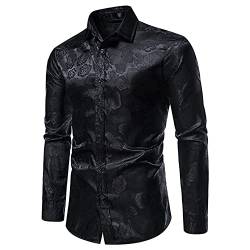 Yiartion Herren Langarmhemd Volksbrauch Rose Drucken Hemden Slim Fit Freizeithemd Fashion Revers Business ArbeitsHemd Longsleeve Männer Langärmeliges Geschäft Langarm Strickjacke von Yiartion