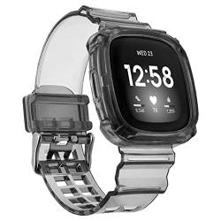 Yibcaiic Armband kompatibel mit Fitbit Versa 4 – Versa 3 – Sense 2 – Sense für Damen und Herren, transparente Bumper-Schutzhülle, Zubehör, Armbänder für Fitbit Sense & Versa 4 & Sense 2 von Yibcaiic