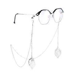 Yienate Bohemia Damen Brillenketten – Brillen-Zubehör mit Blatt-Anhänger – Brillenband-Halter – Sonnenbrillen-Halteband (Silber) von Yienate