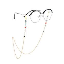 Yienate Bohemia Damen Brillenketten mit farbigen Strasssteinen Brillen Zubehör Brillenhalter - Brillenbandhalter - Sonnenbrillenhalterung (Gold) von Yienate