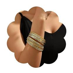 Yienate Boho Gold Armreif Armband Set Twist Texturierte Multi Armreif Set Indische Hochzeit Strass Armreif Indischen Bollywood Vintage Kristall Armreif Große Runde Stapeln Armband Schmuck Für Damen von Yienate