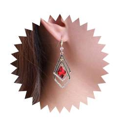 Yienate Boho Kristall Geometrische Quadratische Tropfen Ohrringe Einzigartige Französisch Rot Strass Ohrringe Hohlen Quadratischen Kristall Tropfen Ohrringe Hochzeit Quaste Rubin Ohrringe Für Frauen von Yienate