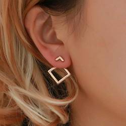 Yienate Boho Ohrringe mit einfachen geometrischen Hohldiamanten quadratischen Ohrstecker für Frauen und Mädchen (Gold) von Yienate