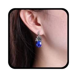 Yienate Funky Crystal Teardrop Ohrstecker Anweisung Saphir Ananas Blume Kristall Baumeln Ohrringe Blau Strass Ohrringe Cz Kristall Hochzeit Braut Ohrringe Schmuck Für Frauen Und Mädchen von Yienate