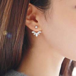 Yienate Modische Kristall-Lotusblumen-Ohrringe Ohrstecker zierlich baumelnd Strass Ohrklemme Gold Ohrringe Zubehör für Frauen und Mädchen von Yienate