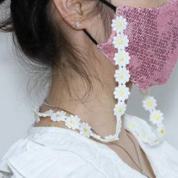 Yienate Multifunktionale Maske Lanyard Mode Kleine Gänseblümchen Kette Abnehmbare Halskette Lanyard Brillenkette Gesichtsmaske Kette Maske Zubehör für Frauen und Mädchen (Gelb) von Yienate