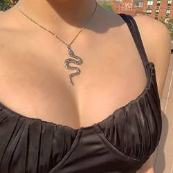 Yienate Schlange Halskette Kette Medusa Aesthetic Kette Kobra Halskette Geschenk für Männer und Damen (Silber) von Yienate