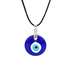 Yifnny Böses Auge Halskette, Türkische Blaues Glasauge Anhänger Halskette Glück Amulett Halskette Schutz Halskette Lederkette Auge Halskette für Damen Herren (Blau) von Yifnny