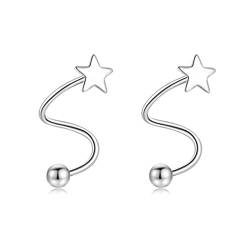 Yifnny Twist Helix Ohrringe, Piercing Wickelohrringe Knorpel S Bend Ohrringe Stern Herz Twisted Spirale Barbell Ohrring Spiral Ohrstecker Piercing Schmuck für Frauen Mädchen (Stern) von Yifnny