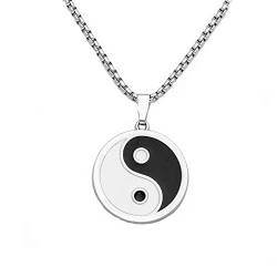 Yifnny Yin Yang Halskette, Edelstahl Yin Yang Taichi BFF Paare Anhänger Halskette Passende Puzzle Best Friend Halskette Yin Yang Gliederkette Halskette für Herren Teenager Frauen (Silber) von Yifnny