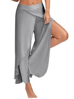 Hosen Damen Sporthose Yogahosen Sport Pumphose Haremshose Leichte Sommerhose Marlene Hose Grau M von Yigoo