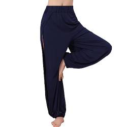 Sporthose Damen Hosen Yogahosen Sport Pumphose Haremshose Leichte Sommerhose Marlene Hose Dunkelblau L (34/36) von Yigoo