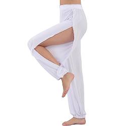 Sporthose Damen Hosen Yogahosen Sport Pumphose Haremshose Leichte Sommerhose Marlene Hose Weiß L (34/36) von Yigoo