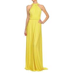 Yigoo Kleider Abendkleider Lang Maxikleid Damen Cocktailkleid Multi-Way Ballkleid V-Ausschnitt Rückenfrei Neckholder Schulterfrei für Festlich Hochzeit Sommer Gelb S von Yigoo