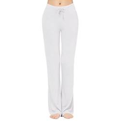 Yogahosen Damen Lang Hosen Sporthose Pumphose Haremshose Leichte Sommerhose Marlene Hose Weiß L von Yigoo