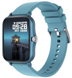Smartwatch für Android- und iOS-Handys, Fitness-Tracker, Herzfrequenzmesser, Blutdruck, wasserdicht, Schrittzähler, Voll-Touch-Farbbildschirm, Smartwatches für Damen und Herren Smartwatch blau von Yihou