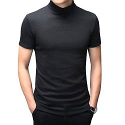 Yihuimin Herren T-Shirts Kurzarm Unterhemden Stehkragen Oberteile Slim Fit Top Lässige Sportshirt Unterwäsche Tanktop Thermounterwäsche Schwarz L von Yihuimin