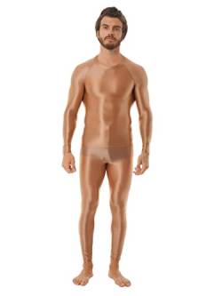 Yihuimin Herren Transparent Overall Langarm Body Männer Einteiler Unterhemd Bodysuit Jumpsuit Slim Fit Ganzkörperanzug Unterwäsche Y Braun XL von Yihuimin