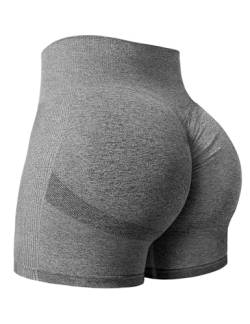 Yiifit Damen Nahtlose Scrunch Lächeln Kontur Yoga Laufen Sport aktiv Übung Fitness-Shorts Dunkelgrau Large von Yiifit