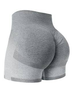 Yiifit Damen Nahtlose Scrunch Lächeln Kontur Yoga Laufen Sport aktiv Übung Fitness-Shorts Grau Weiß X-Large von Yiifit