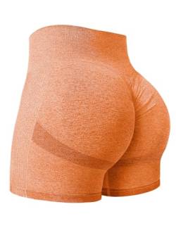 Yiifit Damen Nahtlose Scrunch Lächeln Kontur Yoga Laufen Sport aktiv Übung Fitness-Shorts Orange Large von Yiifit