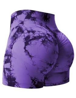 Yiifit Damen Nahtlose Scrunch Lächeln Kontur Yoga Laufen Sport aktiv Übung Fitness-Shorts Violet X-Large von Yiifit