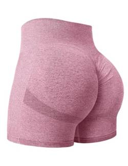 Yiifit Damen Nahtlose Scrunch Lächeln Kontur Yoga Laufen Sport aktiv Übung Fitness-Shorts Wein Large von Yiifit