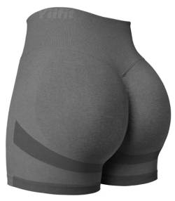 Yiifit Damen Sport Shorts Scrunch Butt High Waist Workout 3.5" Shorts Biker Gym Kurze Hosen Dunkelgrau Small von Yiifit