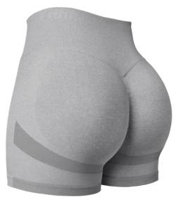 Yiifit Damen Sport Shorts Scrunch Butt High Waist Workout 3.5" Shorts Biker Gym Kurze Hosen Helles Grau X-Large von Yiifit
