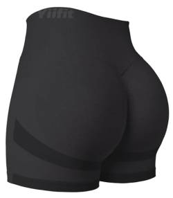 Yiifit Damen Sport Shorts Scrunch Butt High Waist Workout 3.5" Shorts Biker Gym Kurze Hosen Schwarz（Black） Small von Yiifit