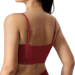 Yiifit Gepolsterter Damen Sport-BH Fitness Workout Push up Bra Sport Starker Halt Tanktop Burgundisch Medium von Yiifit