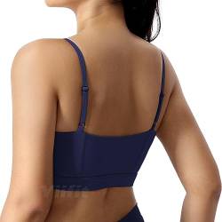 Yiifit Gepolsterter Damen Sport-BH Fitness Workout Push up Bra Sport Starker Halt Tanktop Navy Large von Yiifit