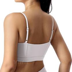 Yiifit Gepolsterter Damen Sport-BH Fitness Workout Push up Bra Sport Starker Halt Tanktop Weiß Large von Yiifit