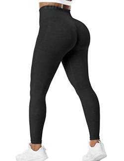 Yiifit Gym Leggings Damen Scrunch Butt Sport Leggings High Waist Sporthose Damen Push Up für Sport Yoga Fitness Workout Schwarz Large von Yiifit