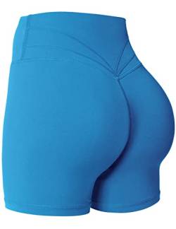 Yiifit Gym Shorts Damen Sport Shorts Booty Scrunch Hohe Taille Push Up Sommer Yoga Shorts Undurchlässig Kurze Hosen Blau X-Large von Yiifit