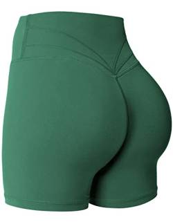 Yiifit Gym Shorts Damen 4.5" Sport Shorts Booty Scrunch Hohe Taille Push Up Sommer Yoga Shorts Undurchlässig Kurze Hosen Celadon X-Small von Yiifit