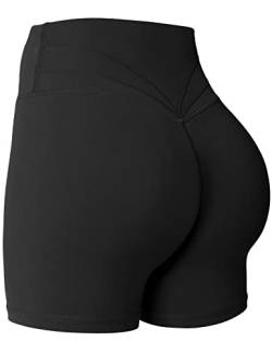 Yiifit Gym Shorts Damen Sport Shorts Booty Scrunch Hohe Taille Push Up Sommer Yoga Shorts Undurchlässig Kurze Hosen Schwarz Medium von Yiifit