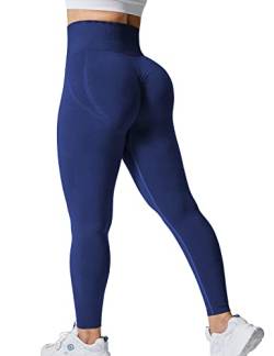 Yiifit High Waist Seamless Yoga Pants Tummy Control Workout Running Exercise Gym Fitness Leggings Midnight Blue XL von Yiifit