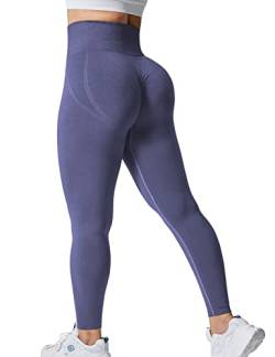 Yiifit High Waist Seamless Yoga Pants Tummy Control Workout Running Exercise Gym Fitness Leggings Slate Blue XL von Yiifit