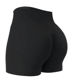 Yiifit Sport Short Damen Scrunch Butt Gym Yoga Hintern Heben Hohe Taille Workout Sport Shorts Black X-Small von Yiifit