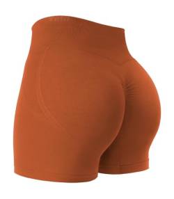 Yiifit Sport Short Damen Scrunch Butt Gym Yoga Hintern Heben Hohe Taille Workout Sport Shorts Warm Copper Medium von Yiifit