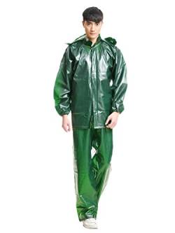 Yiiquan 2pcs Unisex Erwachsene Waterproof Rain Suit Verdickung Outdoor Fahrrad Regenanzug Jacke + Hose (Grün, One Size) von Yiiquan