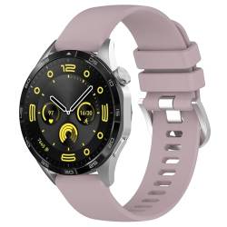 Yikamosi Kompatibel mit Huawei Watch GT4 Armband für Frauen und Männer,18MM Schnellverschluss Weiches Silikon rostfreiem Metallverschluss Ersatzbänder für Huawei Watch GT4 41MM,Lila von Yikamosi