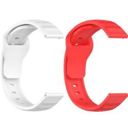 Yikamosi Kompatibel mit Samsung Galaxy Watch 6 Armband für Frauen und Männer,20MM Schnellverschluss Weiches Silikon rostfreiem Metallverschluss Ersatzbänder für Galaxy Watch 6,Weiß+Rot von Yikamosi