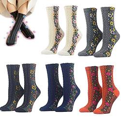 Ionfit Heatdetox Floral Socks, Fittex Heatdetox Floral Socks,5pairs Women's Slimming Socks Floral Design Vintage Crew Socks (5Pcs) von Yikeyuan