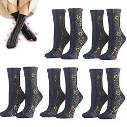 Ionfit Heatdetox Floral Socks, Fittex Heatdetox Floral Socks,5pairs Women's Slimming Socks Floral Design Vintage Crew Socks (Black) von Yikeyuan