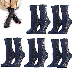 Ionfit Heatdetox Floral Socks, Fittex Heatdetox Floral Socks,5pairs Women's Slimming Socks Floral Design Vintage Crew Socks (Blue) von Yikeyuan